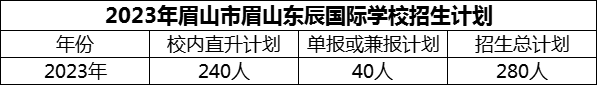2024年眉山市眉山東辰國際學(xué)校招生計劃是多少？