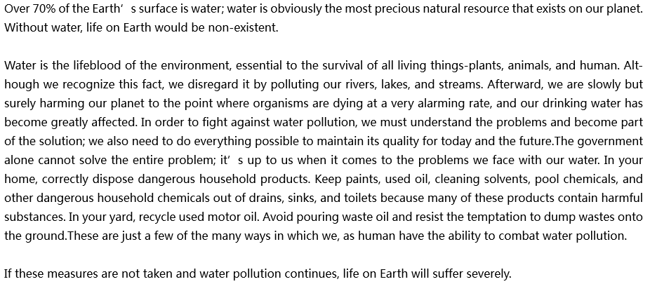 2020年中考英語(yǔ)滿(mǎn)分作文參考范文：Protection of the Environment